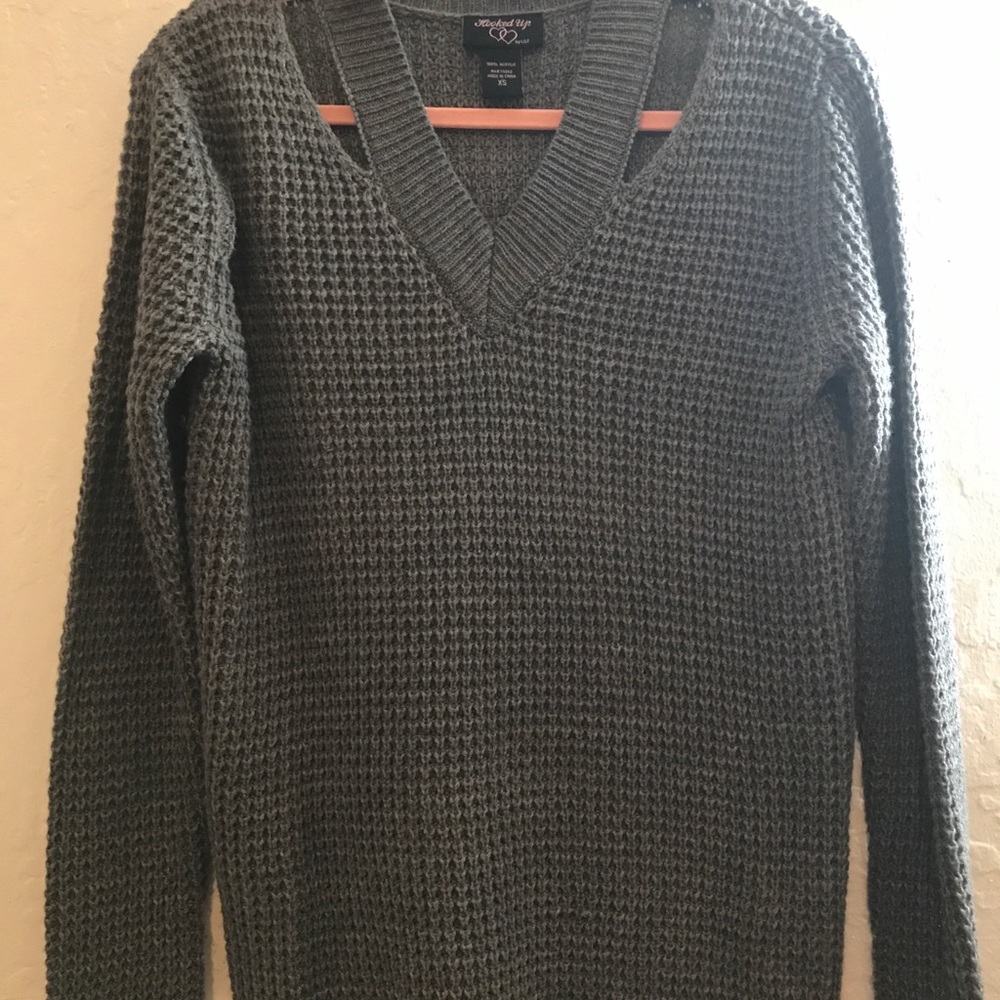 Grey Cut Out Sweater